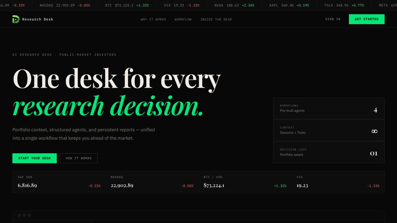 Research Desk app screenshot