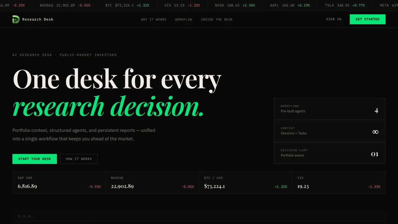 Research Desk screenshot